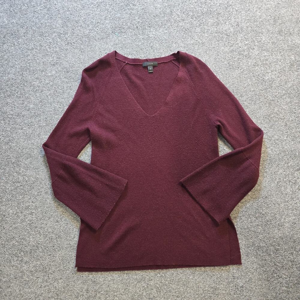 J Crew Sweater Womens Size Medium Purple Burgundy Wool Blend Knit Capsule Career